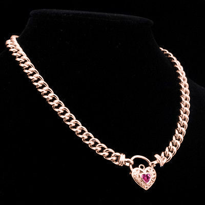 18ct Heavy Rose Gold Plated Euro Chain Necklace with a Pink Filigree Locket - USA Made-2